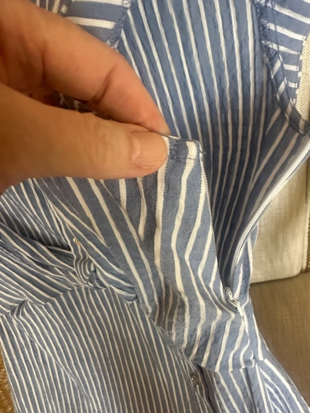 White House Black Market Blue and White Striped Button-Front Midi Dress - Picture 8 of 9
